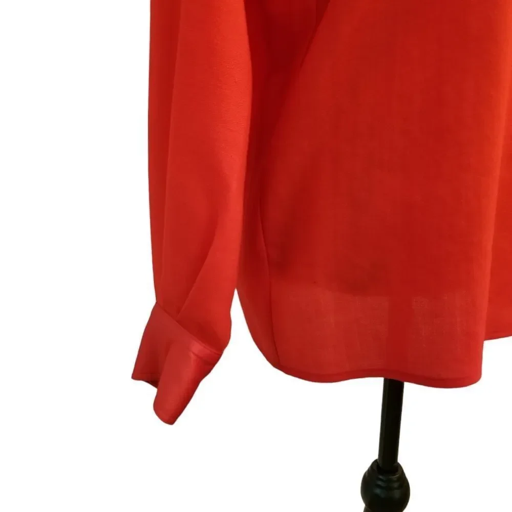 Vintage Escada Red Long Sleeve Wool 1/2 Button Down Top Size 6 - Picture 6 of 16